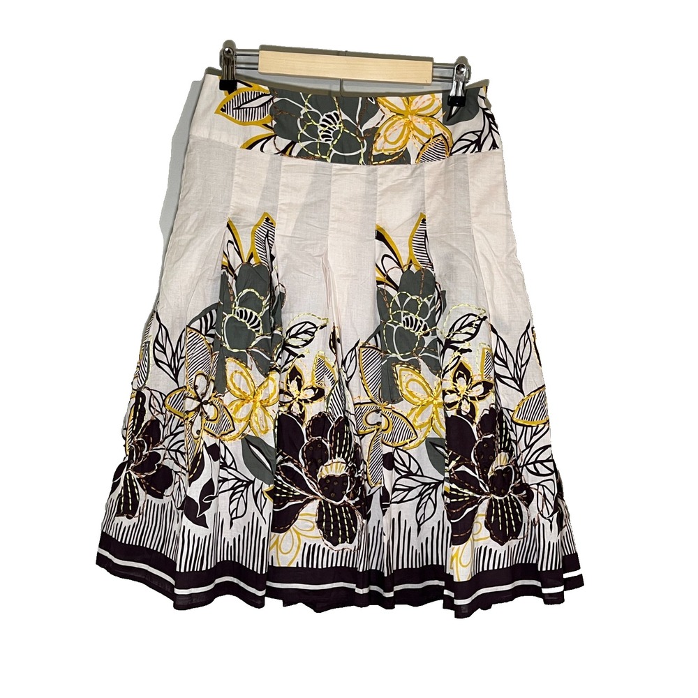 Retro Floral Beaded Embroidery Skirt 6 Earthy Neutral Y2K Striped Preppy Chic 80